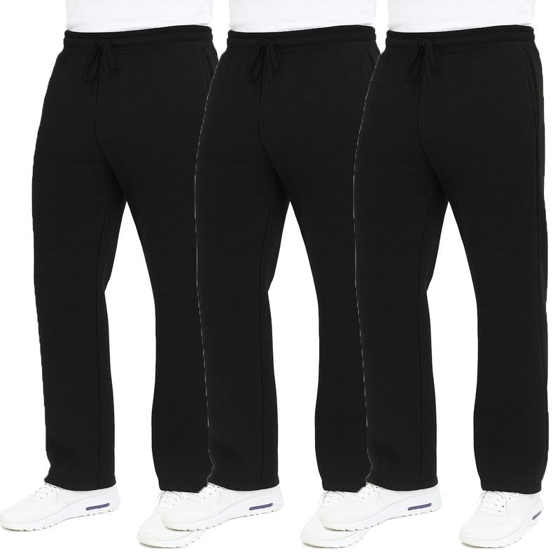 3-Pack Men'S Classic Heavyweight Fleece Sweatpants with Open Bottom (S-3XL)