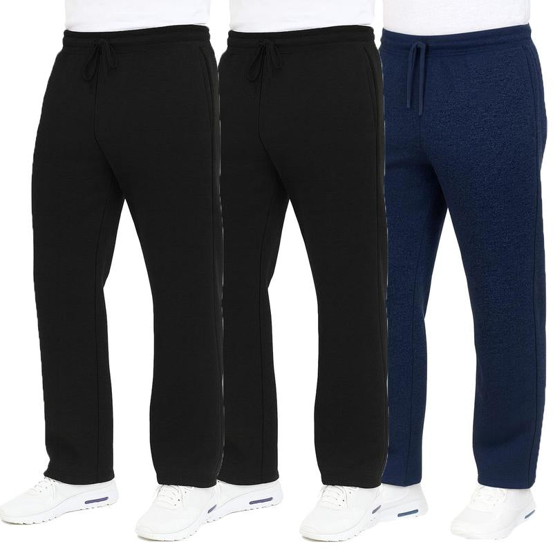 3-Pack Men'S Classic Heavyweight Fleece Sweatpants with Open Bottom (S-3XL)