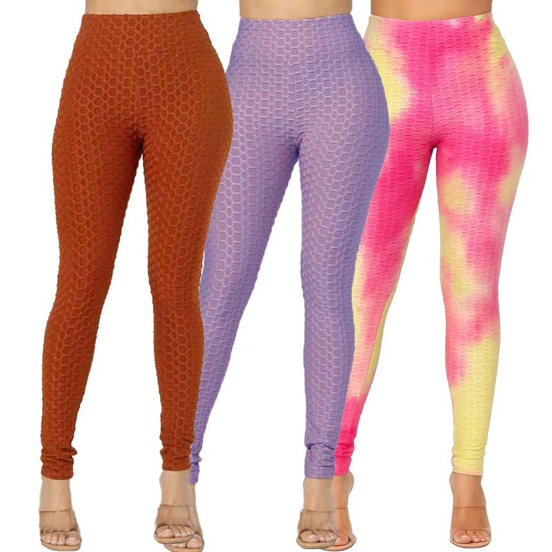 Conjunto De 3 Leggings Para Mujer – Moldea Glúteos, Control De Abdomen Y Fupa, Cintura Alta Con Diseño Cruzado, Compresión Y Comodidad Para Ejercicio Con Tejido Transpirable 3-Pack Compression Butt Sculpting Tummy High Waist Leggings Pants Comfortable
