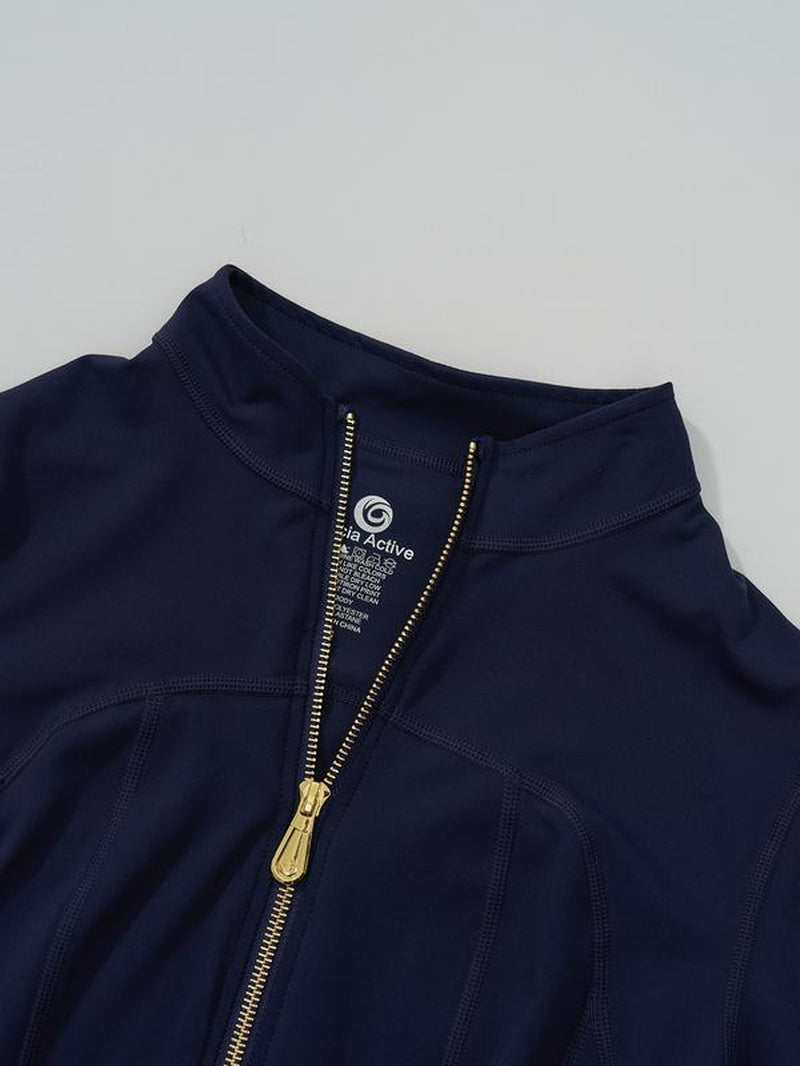 【Golden Zipper】Soft Brushed Women'S Sporty Tracksuit Set【Gardenia Fragrance】, Golden Zipper Jacket with Pockets & Yoga Pants, Sweatsuit Set