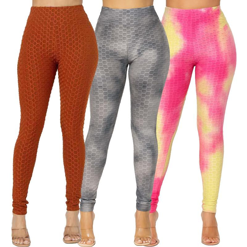 Conjunto De 3 Leggings Para Mujer – Moldea Glúteos, Control De Abdomen Y Fupa, Cintura Alta Con Diseño Cruzado, Compresión Y Comodidad Para Ejercicio Con Tejido Transpirable 3-Pack Compression Butt Sculpting Tummy High Waist Leggings Pants Comfortable