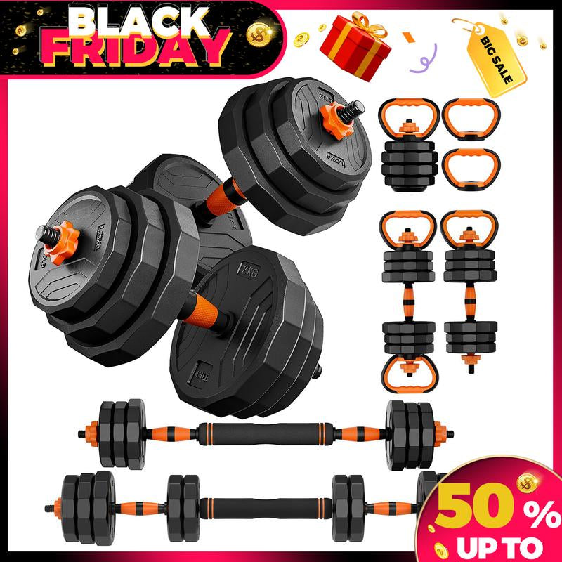 Adjustable Dumbbell Set, 44/66/88 Lbs Weight Set Use as Dumbbell, Barbell, Kettlebell and Push-Up Pesas Para Ejercicios En Casa, Christmas Gift Idea Msulti-Functional Fitness Exercise Equipment for Home Gym，