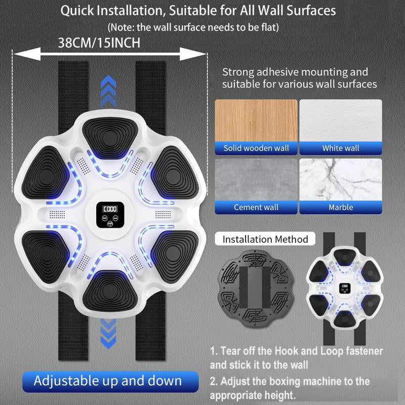 Music Boxing Machine, Boxing Machine Wall Mounted Music Smart Boxing Equipment , Boxing Music Workout Machine ,9 Modes Speeds