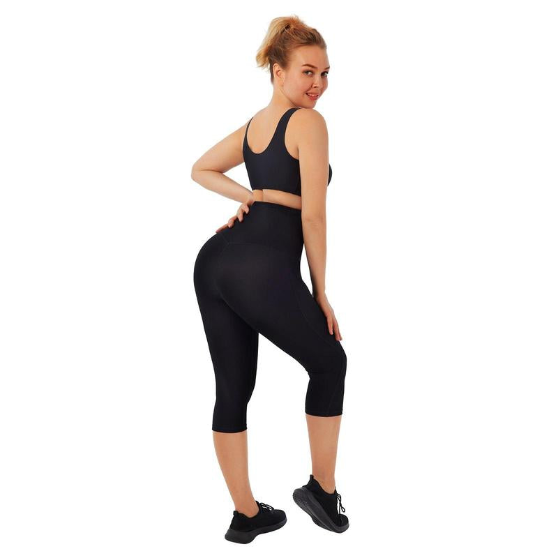 Feelingirl Capri Leggings with Pockets for Women Corset Tummy Control Athletic Pants Casual Comfort Shapewear Sporty Womenswear